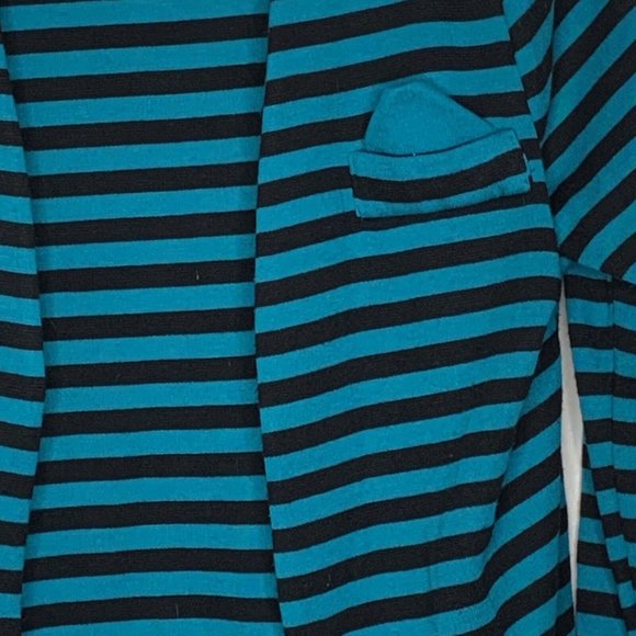 Stuart Alan Petites Sweater Dress Womans 12 Teal Black Stripe No Sleeve w/Jacket - Picture 7 of 16